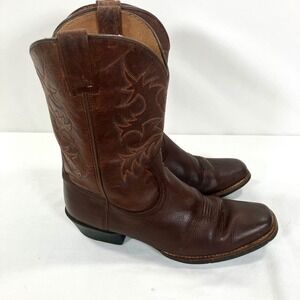 Ariat Heritage Brown Leather Cowboy Western Boots Square Toe Wom 6.5-7 Men 5